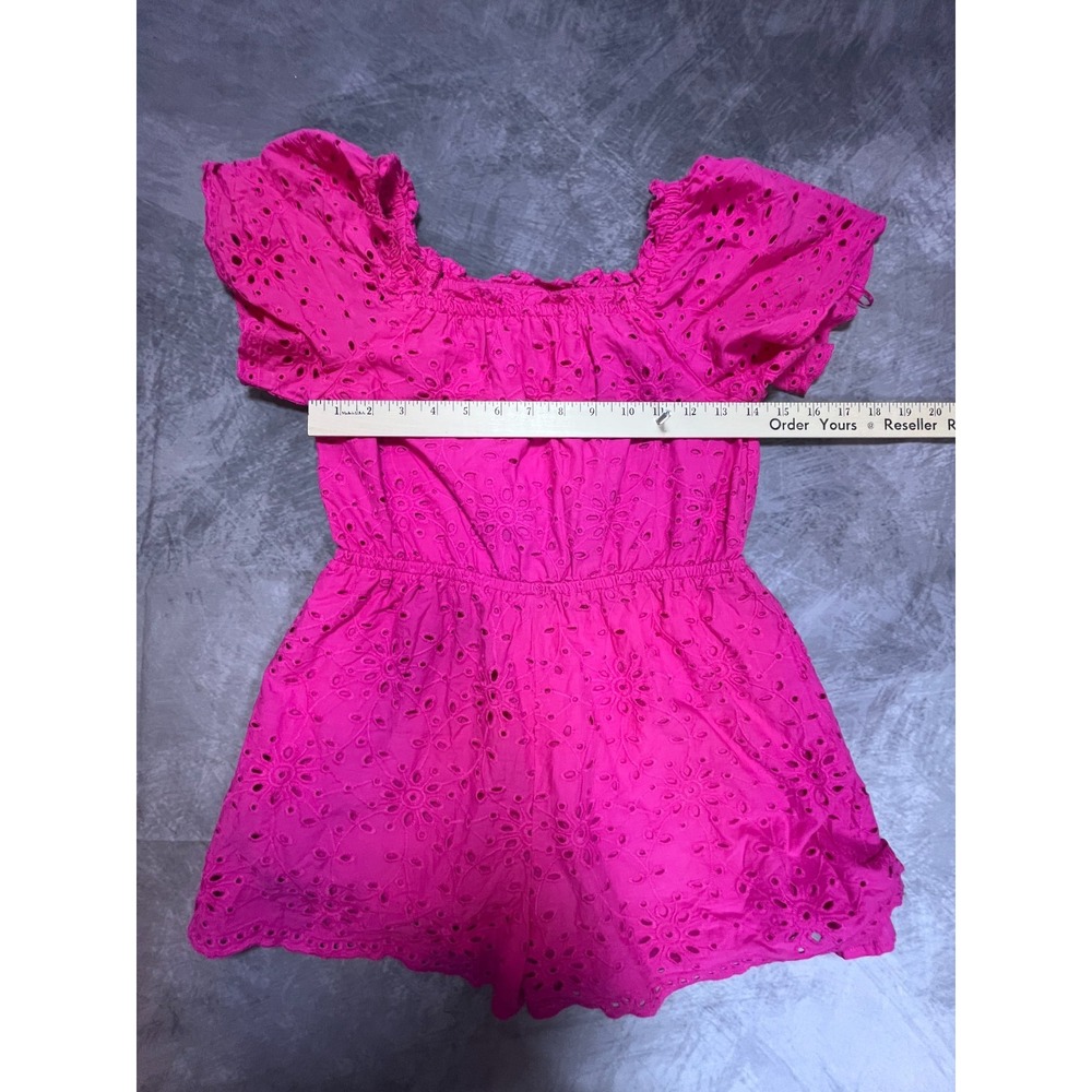 Zara One Piece Romper Girls 11-12 Years Pink Eyelet Embroidery Ruffle Sleeve - Picture 3 of 5
